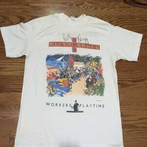 Vintage Autographed concert shirt Workers Playtime Billy Bragg